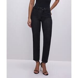 Good American Good Leg Straight Black Gray Jeans Mid Rise Women's size 10 / 30